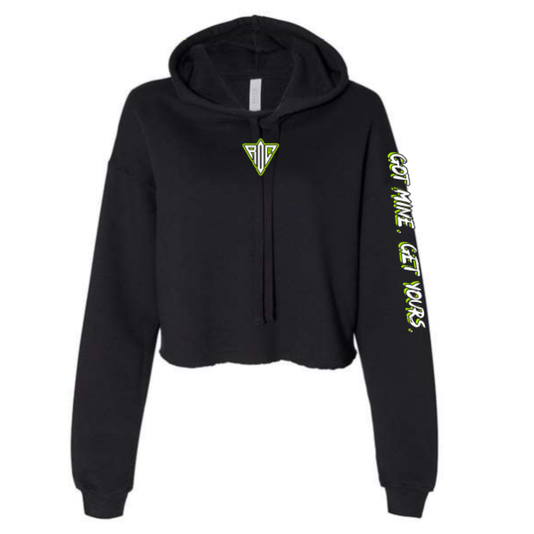 ROC Cropped Fleece Black Hoodie