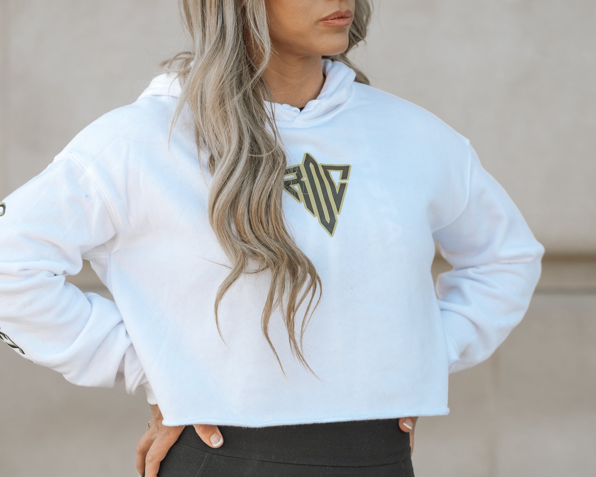 Cropped Fleece White Hoodie